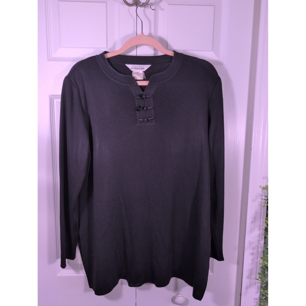 Exclusively Misook Black Long SleeveTunic Top Sz M